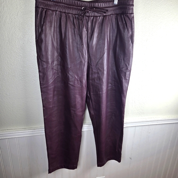 Women's LOFT Faux Purple Leather Chic Stretchy Pants Size XL - Picture 3 of 10